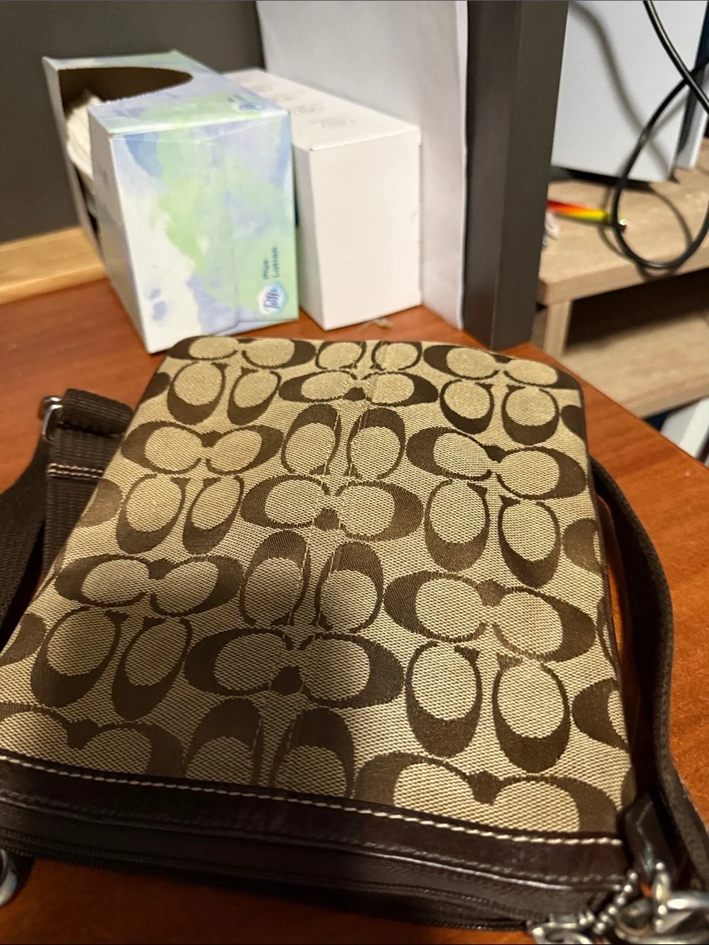 Coach Men's Signature Canvas Messenger in Brown and Tan